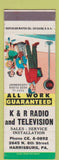 Matchbook Cover - K&R Radio TV Harrisburg PA cross walk