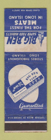 Matchbook Cover - Big Ben Grocery LI NY Eggs