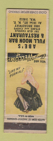 Matchbook Cover - Abe's Full Moon Bar New York City pinup WEAR