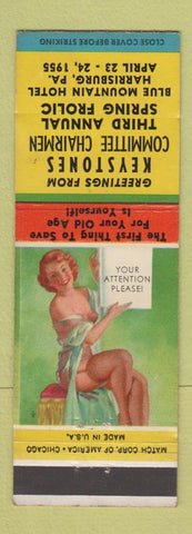 Matchbook Cover - Keystone Match Club Harrisburg PA 1955 pinup