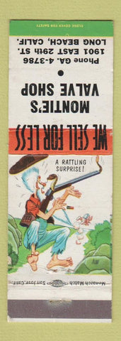 Matchbook Cover - Montie's Valve Shop Long Beach CA hillbilly