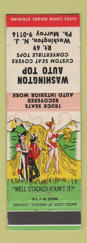 Matchbook Cover - Washington Auto Top covers Washington NJ hillbilly