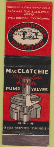 Matchbook Cover - MacClatchie Manufacturing New York City Pump Valves
