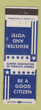 Matchbook Cover - Register and Vote Illinois Association of Tobacco Jobbers