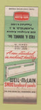 Matchbook Cover - Weil McLAin Boilers Fred Hummel Plainfield NJ WEAR