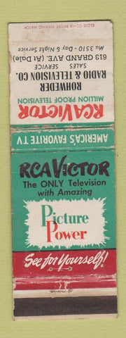 Matchbook Cover - RCA Victor TV Rohweder Radio WEAR
