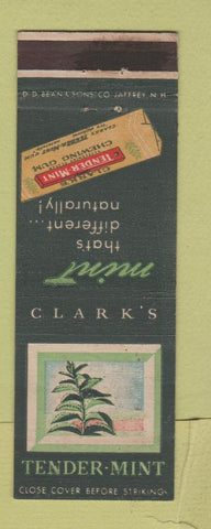 Matchbook Cover - Clark's Tender Mint Chewing Gum