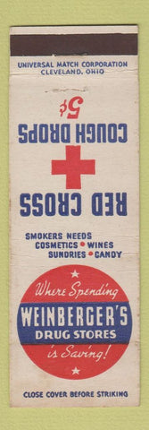 Matchbook Cover - Weinberger's Drug Stores Red Cross Cough Drops
