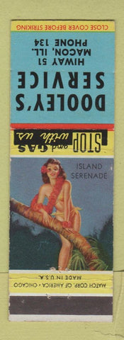 Matchbook Cover - Dooley's Service oil gas Macon IL pinup low phone #