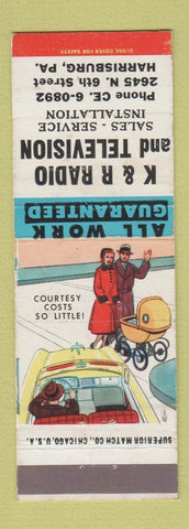 Matchbook Cover - K&R Radio TV Harrisburg PA Courtesy