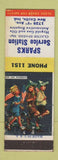 Matchbook Cover - Sparks Service Hygold oil gas New Castle IN low phone # WEAR