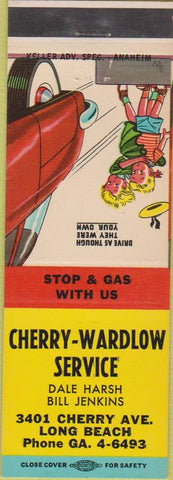 Matchbook Cover - Cherry Wardlow Service oil gas Long Beach CA