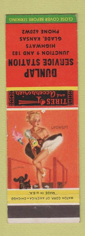 Matchbook Cover - Dunlap Service Station oil gas Glade KS pinup