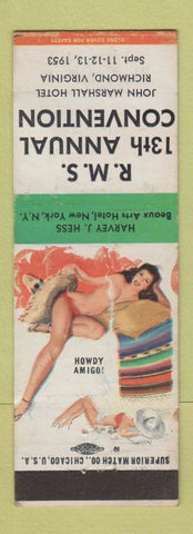 Matchbook Cover - RMS Convention 1953 Richmond VA pinup WEAR