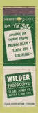 Matchbook Cover - Wilder Photo Copy Buffalo NY