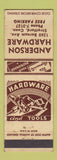 Matchbook Cover - Anderson Hardware Stratford CT