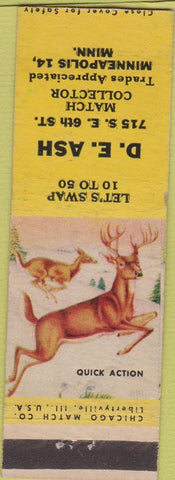 Matchbook Cover - DE Ash Match Collector Minneapolis MN