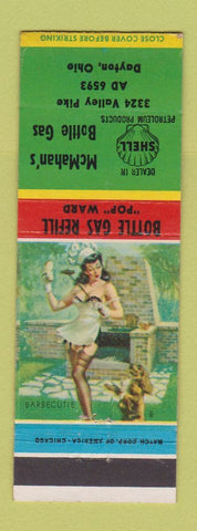 Matchbook Cover - McMahan's Bottle Gas Shell oil Dayton OH pinup