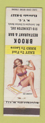 Matchbook Cover - Brook Restaurant Bar New York City pinup