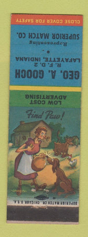 Matchbook Cover - Geo Gooch Superior Match Lafayette IN hillbilly