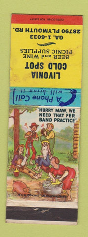 Matchbook Cover - Livonia Cold Spot liquor MI hillbilly WEAR