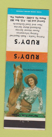 Matchbook Cover - Rudy's Fishing Tackle Boat Motors Apopka FL girlie