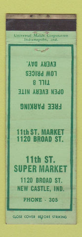 Matchbook Cover - 11th St Super Market Grocery New Castle PA WEAR