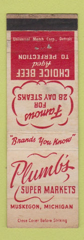 Matchbook Cover - Plumb's Grocery Muskegon MI WEAR