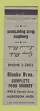 Matchbook Cover - Blaske Bros Grocery Muskegon MI