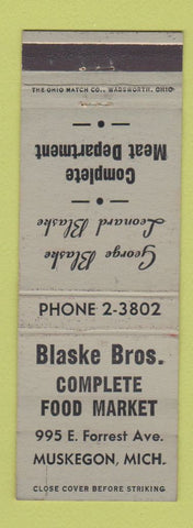 Matchbook Cover - Blaske Bros Grocery Muskegon MI
