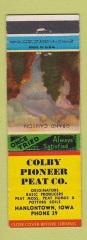 Matchbook Cover - Colby Pioneer Peat Hanlontown IA low phone # moss potting soil