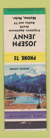 Matchbook Cover - Joseph Jenny Frigidaire Appliances Zenith TV Malmo NE