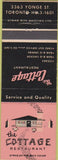Matchbook Cover - Cottage Restaurant Toronto ON