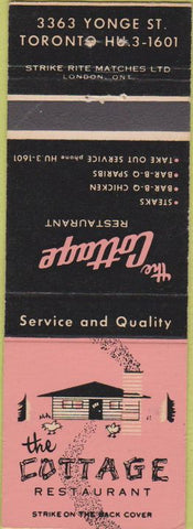 Matchbook Cover - Cottage Restaurant Toronto ON