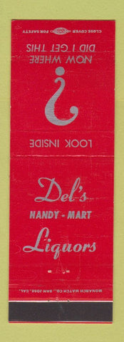 Matchbook Cover - Del's Handy Mart Liquor Torrance Dominguez CA Los Angeles