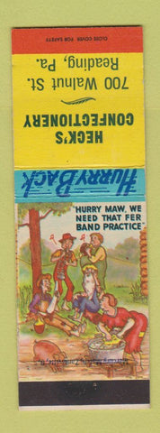 Matchbook Cover - Heck's Confectionery Reading PA hillbilly
