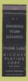 Matchbook Cover - Michner Plating Corp Jackson MI