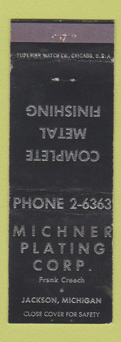 Matchbook Cover - Michner Plating Corp Jackson MI