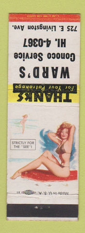 Matchbook Cover - Ward's Conoco oil gas pinup
