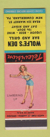 Matchbook Cover - Wolfe's Den New Cumberland PA grill bar pinup