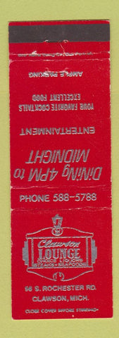 Matchbook Cover - Clawson Lounge Clawson MI