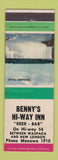Matchbook Cover - Benny's Hi Way Inn Wanawa WI