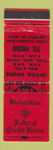 Matchbook Cover - Richardian Federal Credit Union Detroit MI WEAR