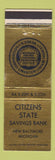 Matchbook Cover - Citizens State Savings Bank New Baltimore MI