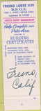 Matchbook Cover - Elks Club Fresno CA
