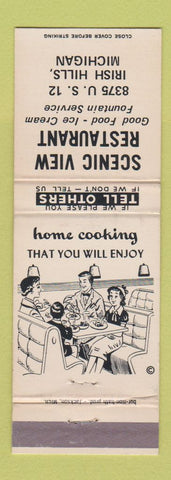 Matchbook Cover - Scenic View Restaurant Irish Hills MI WEAR