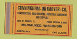 Matchbook Cover - Cunningham Ortmayer Milwaukee WI lumber WEAR 30 Strike
