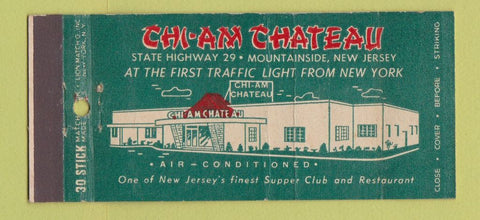 Matchbook Cover - Chi Am Chateau Montainside NJ Full Length 30 Stick