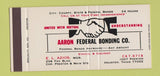 Matchbook Cover - Aaron Federal Bonding Houston TX SAMPLE 30 Strike