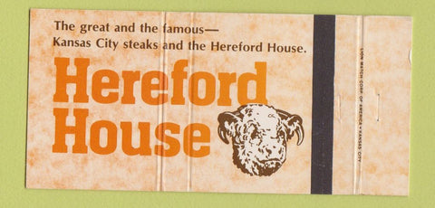 Matchbook Cover - Hereford House Steak Kansas City MO Overland Park 30 Strike